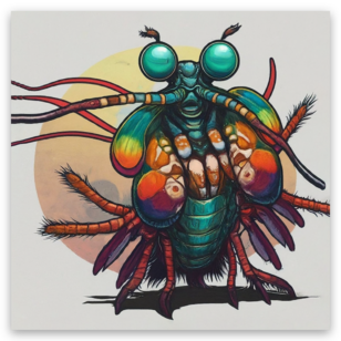 Peacock Mantis Shrimp Small Sticker 2" X 2"