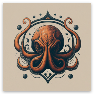 Octopus Crest 2" X 2" Small Sticker